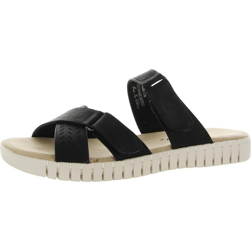 EASY STREET Patricia Adjustable Slide Sandals $55 US Size 6 1/2 W - Black - #865